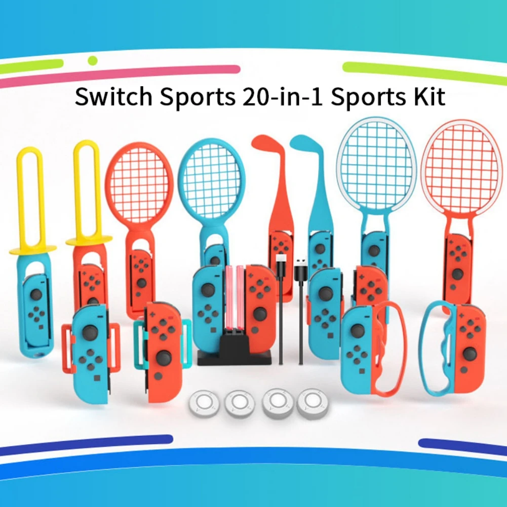 Kit 20 In 1 Per Nintendo Switch Sport Game Dock Di Ricarica Somatosensory Set Switch Accessori Sportivi Bundle Cinghie Sportive