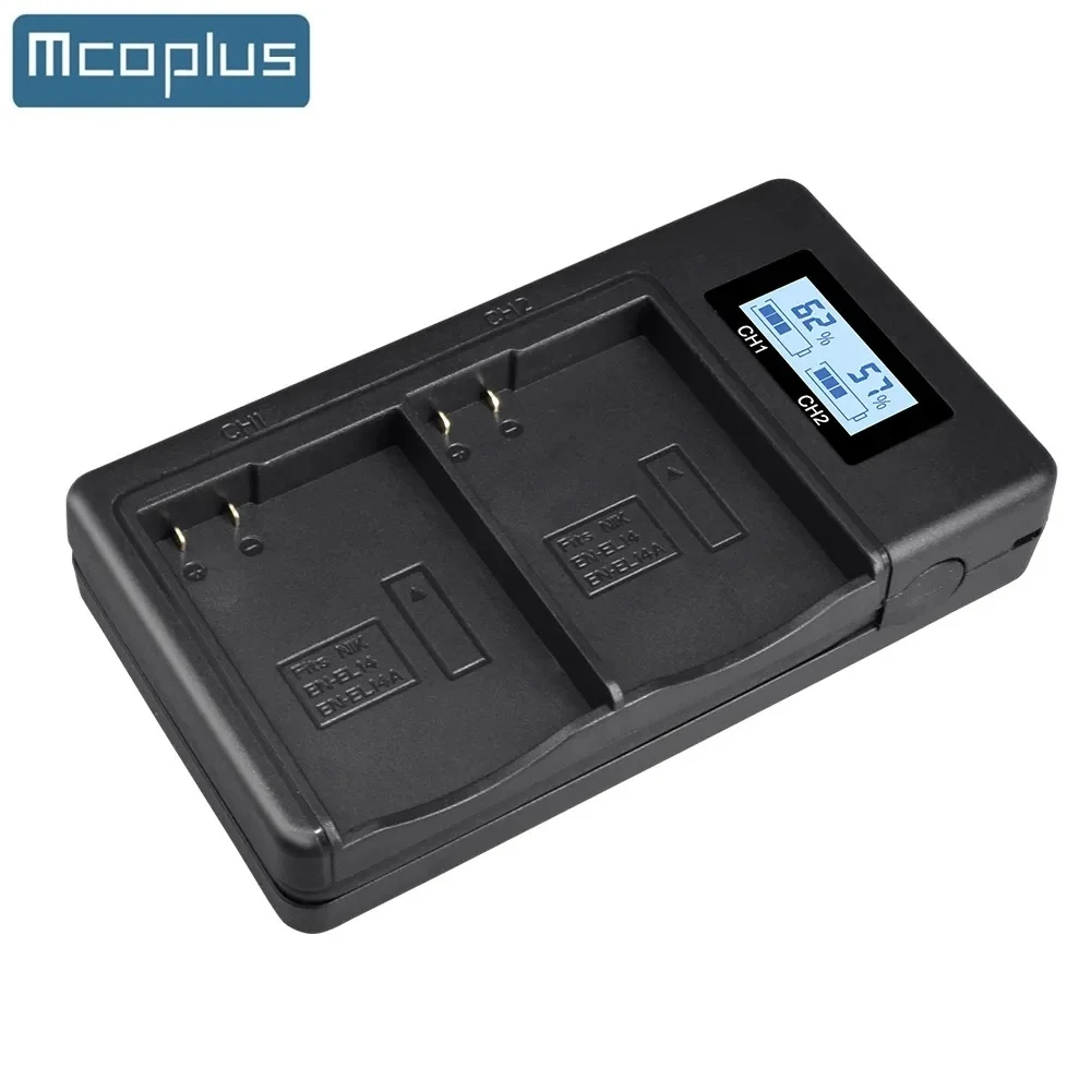Mcoplus En-El14 En-El14A Caricabatteria Lcd Dual Usb Per Nikon P7800 7700 7100 7000 D5600 D5500 D5300 D5200 D5100 D3300 D3400