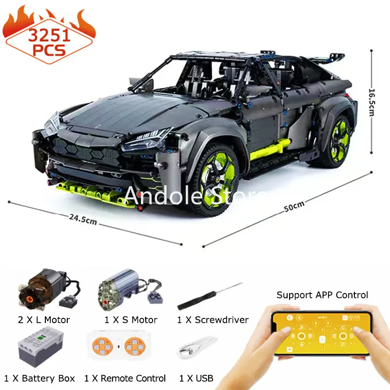 1:8 Grigio Urus Fuoristrada Building Blocks City Sports Jeep Sport Utility Vehicle Car Model Bricks Toys For Kid Gifts Moc