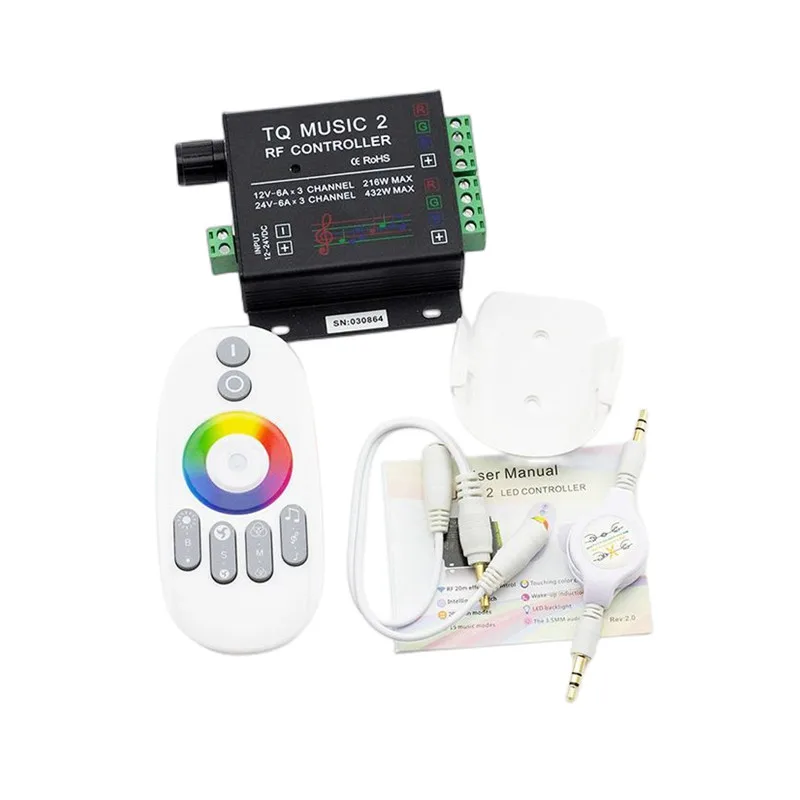 Audio Control Music 2 Rgb Strip Led Controller 18A Rf Remote Intelligent Sonic Sensition Per 3528 5050 5630 Led Light Dc12-24V
