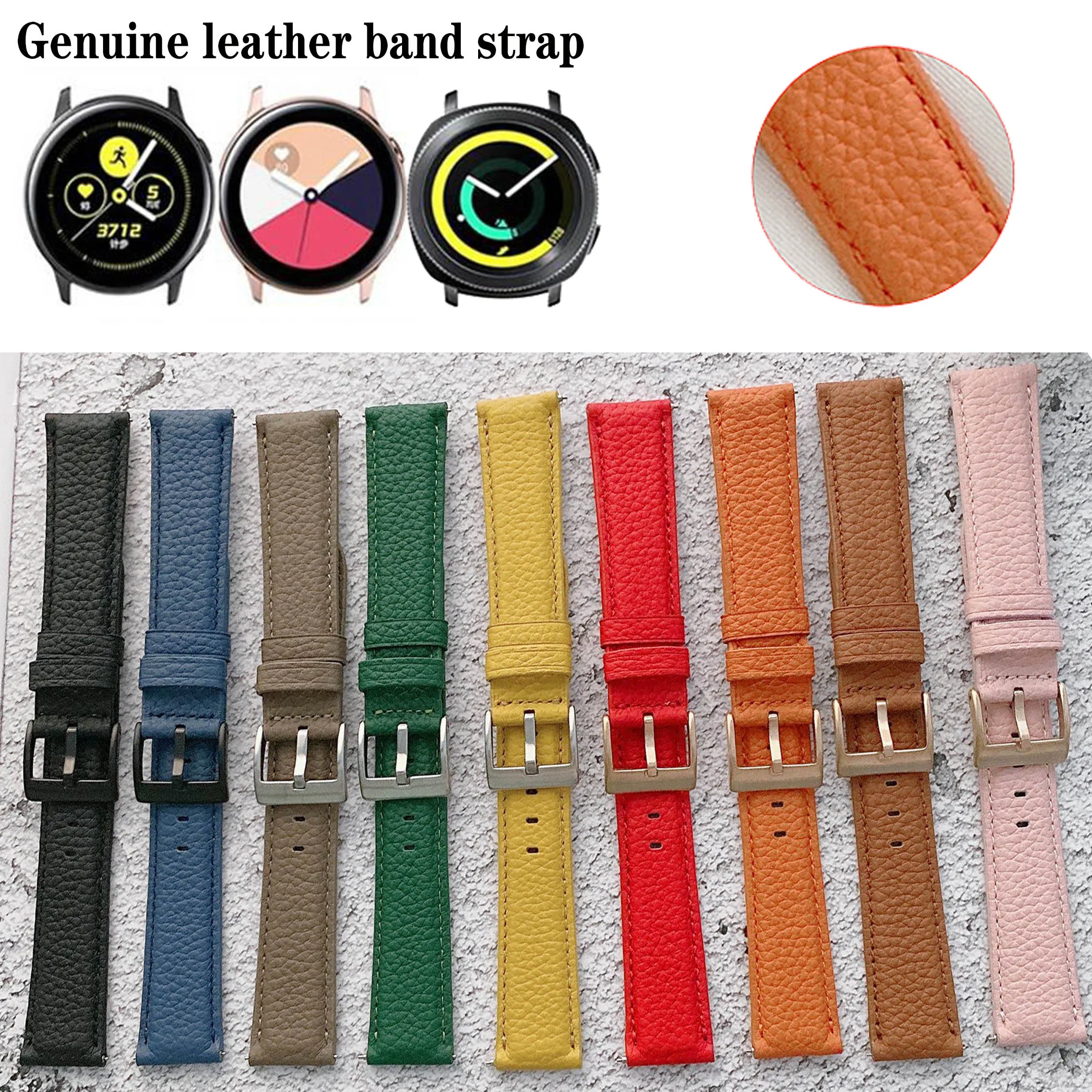 Cinturino Cinturino In Vera Pelle 20Mm 22Mm Per Samsung Galaxy Watch Active 2 / Gear Sport S4 / Watch 4
