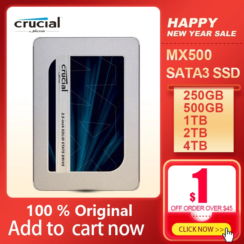Crucial Mx500 250Gb 500Gb 1000Gb 2000Gb 4000Gb 3D Nand Sata3 Ssd Interno Da 2.5 Pollici Unità A Stato Solido Interna 5 Anni Di Garanzia