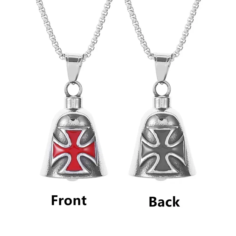 Punk Red And Black Crusader Collana Con Ciondolo Campana Moto Esorcismo Lucky Bell Men 6. 50. \'S Bicycle Bike Guardian Bell Jewelry