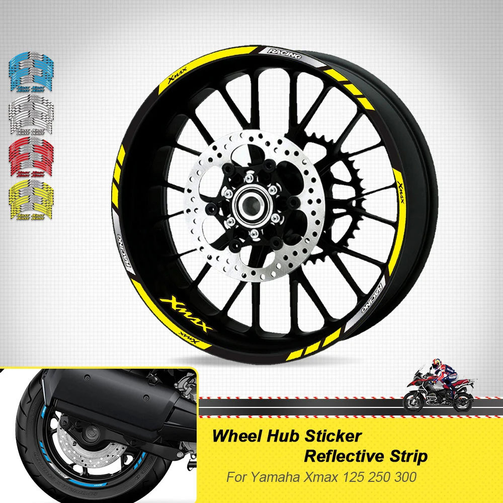 Accessori Moto Sticker Wheels Decalcomanie Decorative Rim Tire Reflective Stripe Tape Set Foryamaha Xmax 300 Xmax 250 Xmax 125