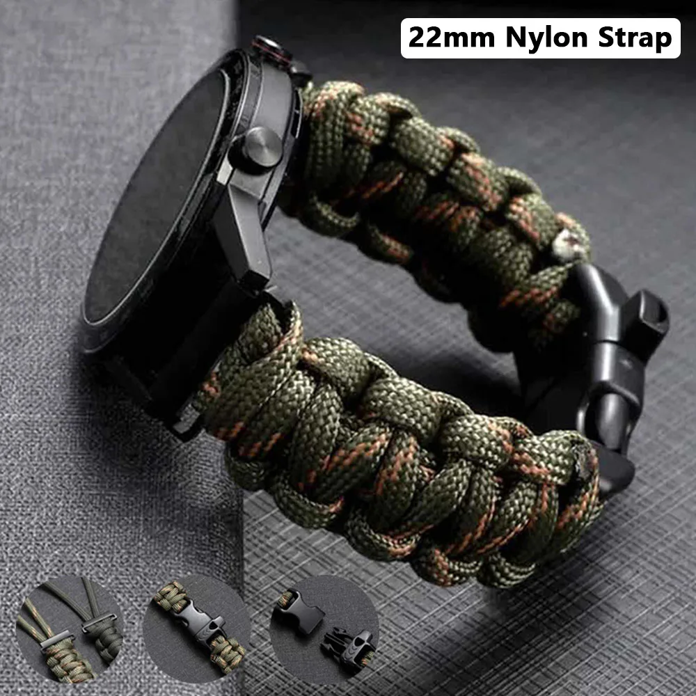 Cinturino In Nylon Intrecciato Regolabile Da 22Mm Per Samsung Galaxy Watch3 45Mm Orologio 46Mm Gear S3 Bracciale Outdoor Paracord Sport Watch Band