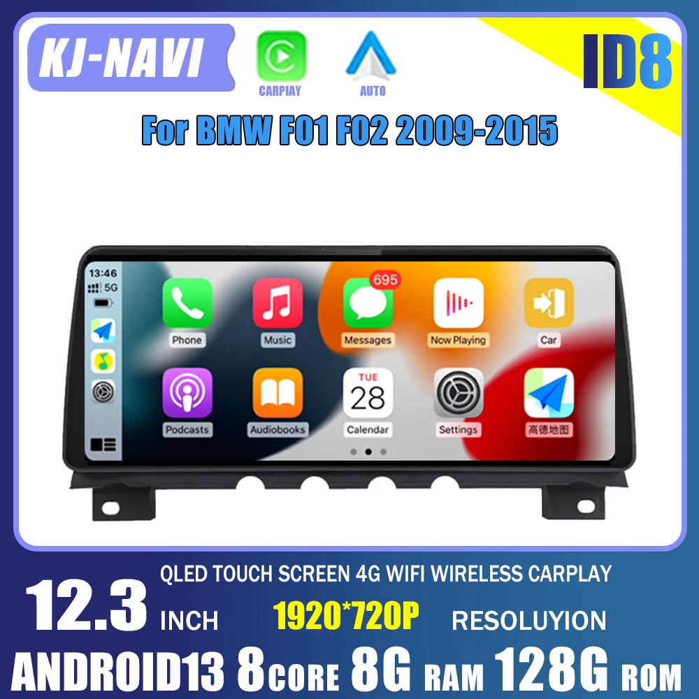 Android 13 Autoradio Lettore Multimediale Stereo Gps Navi Carplay Autoradio Bluetooth Per Bmw Serie 7 F01 F02 Cic Nbt System Auto