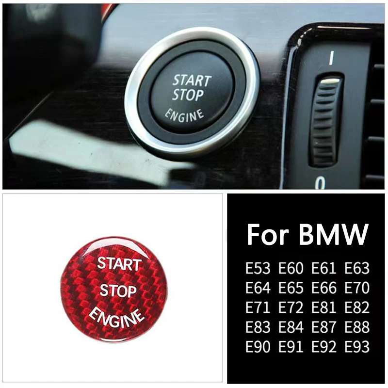 Carbon Fiber Start Stop Push Button Engine Ignition Switch Protective Sticker For Bmw E46 E60 E90 E39 E87 E36 E92 E70 E91 E28