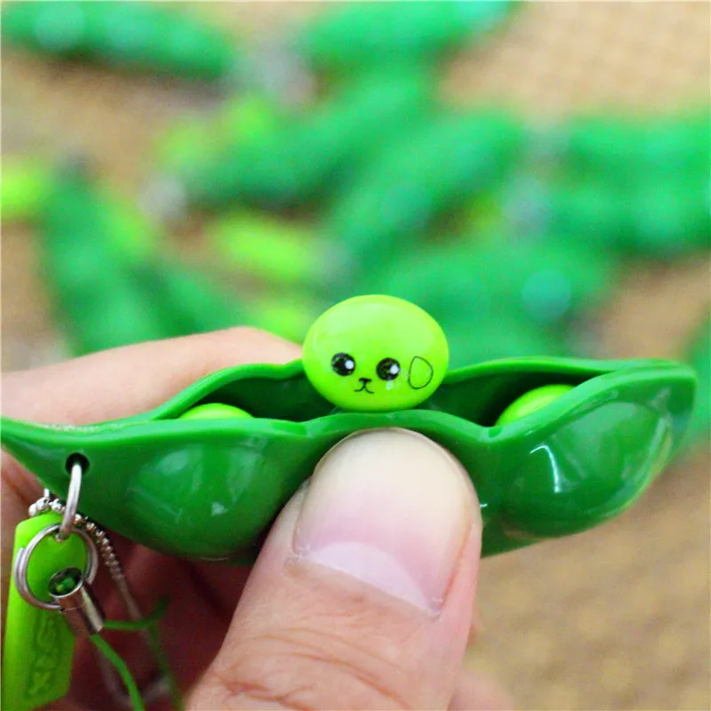 Portachiavi Creativo Kawaii Piselli Squishy In Un Baccello Portachiavi Edamame Portachiavi Simpatico Fagiolo Mochi Fidget Toy Gift