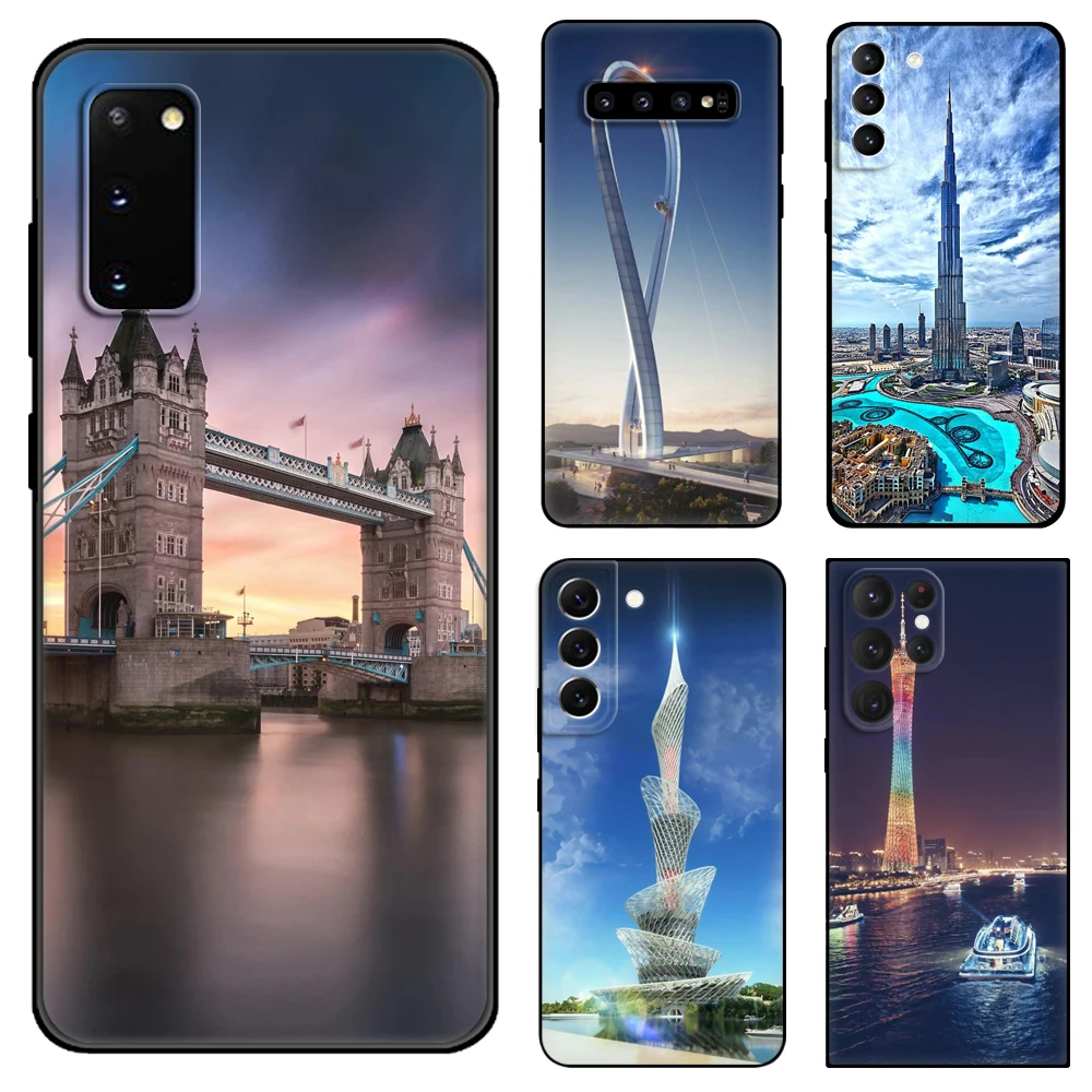 Custodia In Tpu Nero Fashion City Per Cover Posteriore Samsung Galaxy S22 S20 S21 Fe Plus Ultra + S10 E Lite