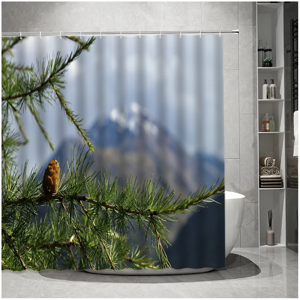Green Mountain Lin Pine Cypress Tenda Da Doccia Alberi Della Foresta Paesaggio Naturale Del Bosco Bagno Con Ganci Tende Da Bagno Impermeabili