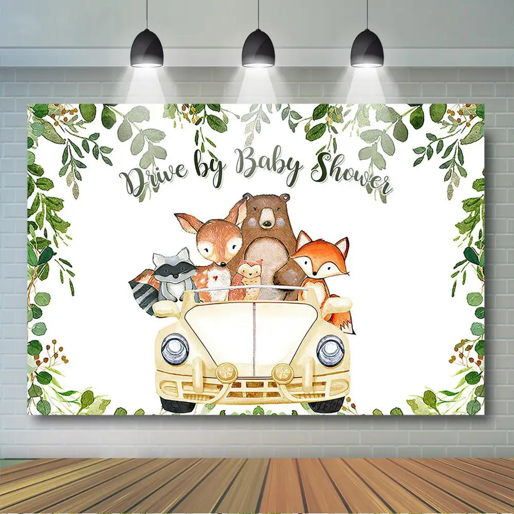 Mocsicka Woodland Baby Shower Fondale Drive By Baby Shower Sfondo Woodland Safari Animal Baby Shower Party Decor Banner