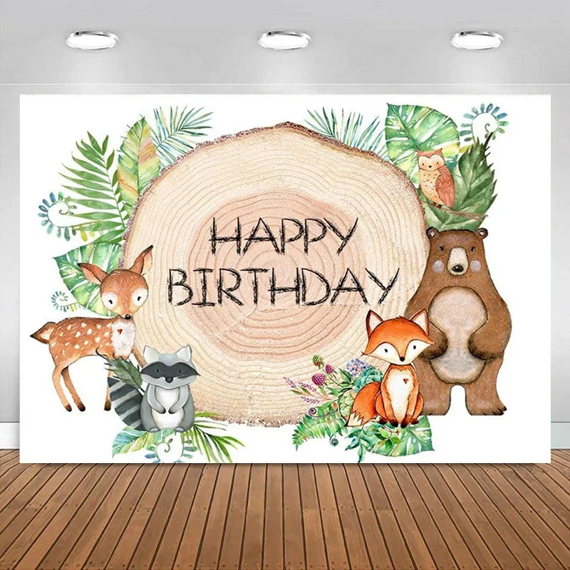 Sfondo Del Bosco Rustico Foresta Bosco Animali Tema Sfondo Fotografia Baby Shower Decorazioni Banner Per La Festa Di Compleanno