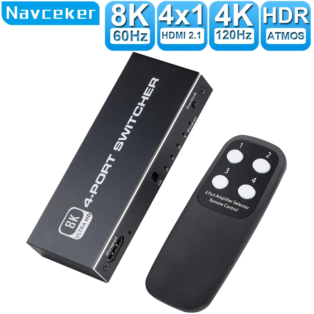 2024 Switcher Hdmi 2.1-Compatibile 4K 120Hz 4 In 1 Out 2 In 1 Out 8K 60Hz Switch Splitter Adapter Ir Remote Per Proiettore Ps5 Ps4