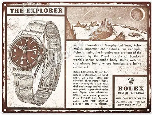 Targa In Latta 1958 Rolex Explorer Watch Ad Mancave Shop Funny Pub Home Decor Cartello In Metallo In Alluminio Decorazione Da Parete 8X12 Pollici