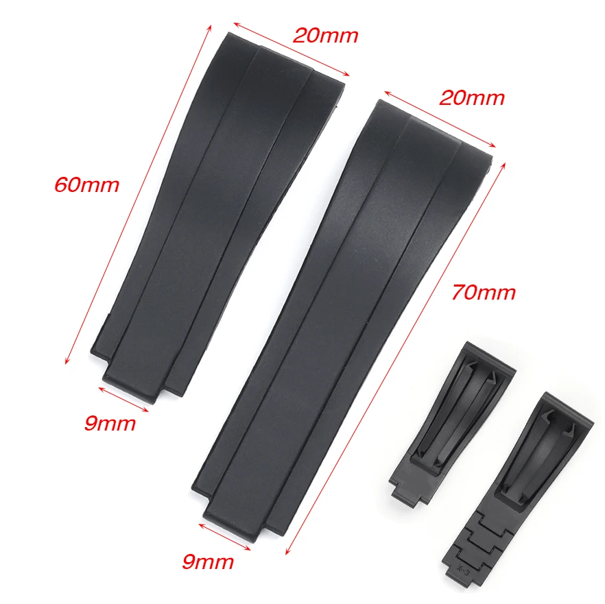 Cinturino In Gomma Siliconica Tpu Da 20Mm Per Rolex Gmt Daytona Submariner Diver Accessori Per Cinturini Impermeabili 9X9Mm Sostituzione Fibbia