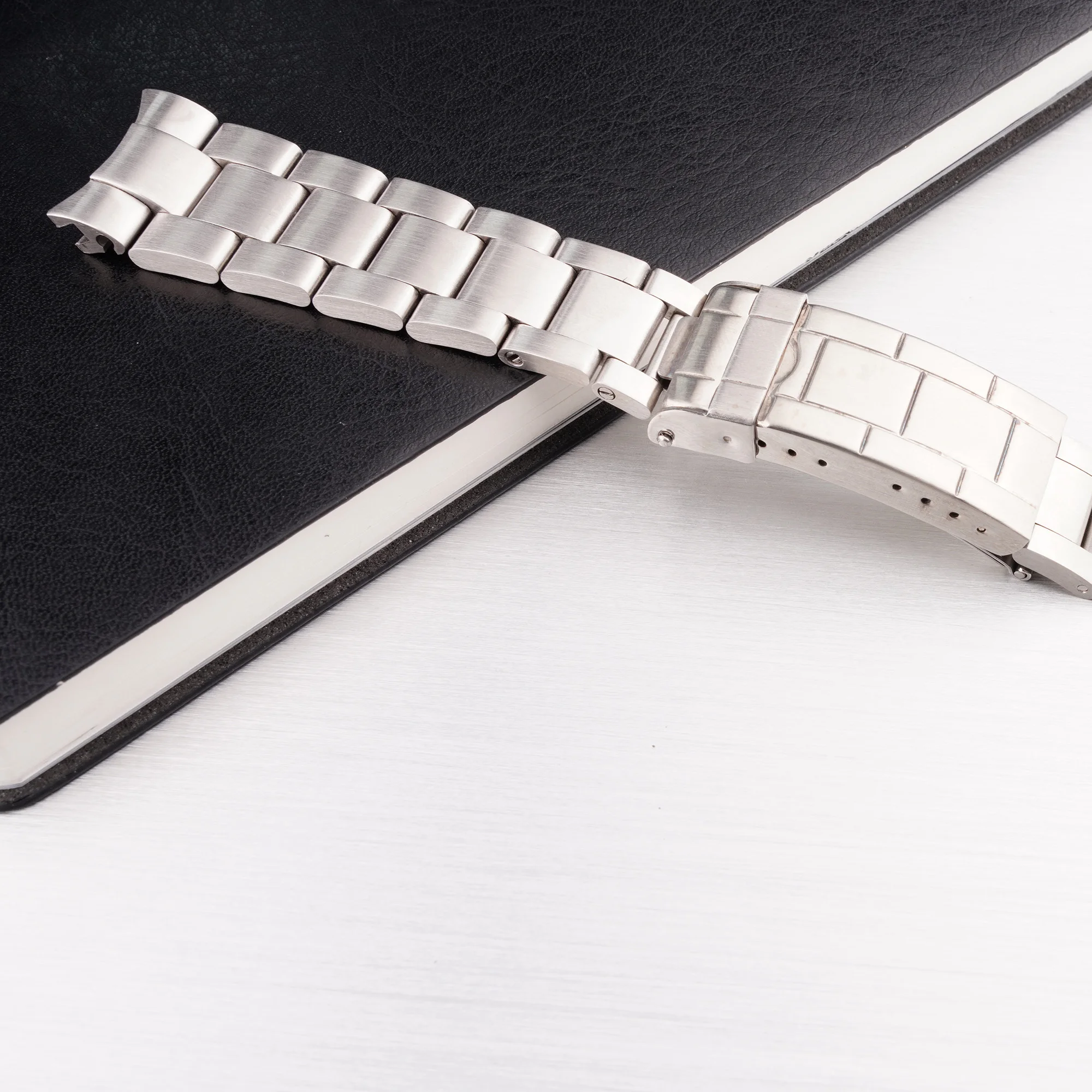 Rolamy 20Mm 316L Cinturino In Acciaio Solid End Glide Bracciale Con Chiusura Spazzolata Argento Per Rolex Vintage Submariner Oyster 70216