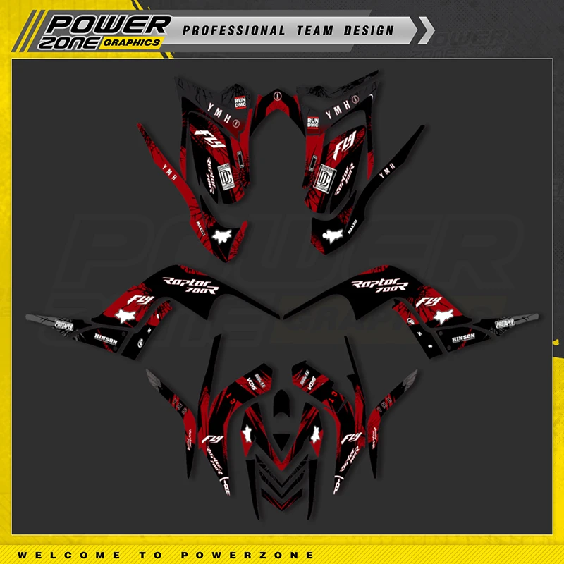 Powerzone Kit Grafiche Decals Sticker Per Yamaha 06-12 Raptor 700 2006 2007 2008 2009 2010 2011 2012 Moto Sticker 004
