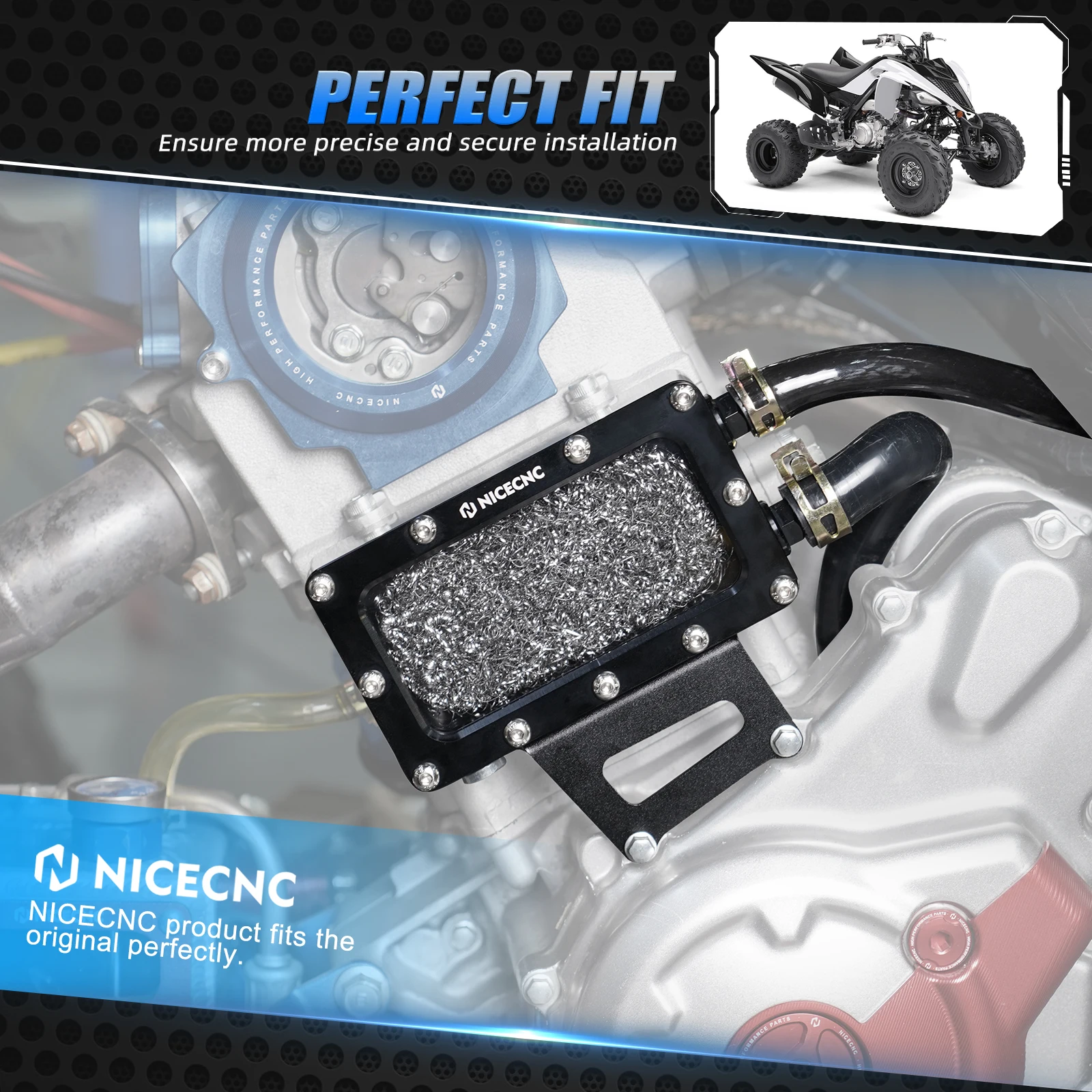 Atv Oil Breather Vent Box Blow Per Yamaha Raptor 700 700R 2006-2023 Atv Parts Resistenza Alla Corrosione Alluminio E Gomma