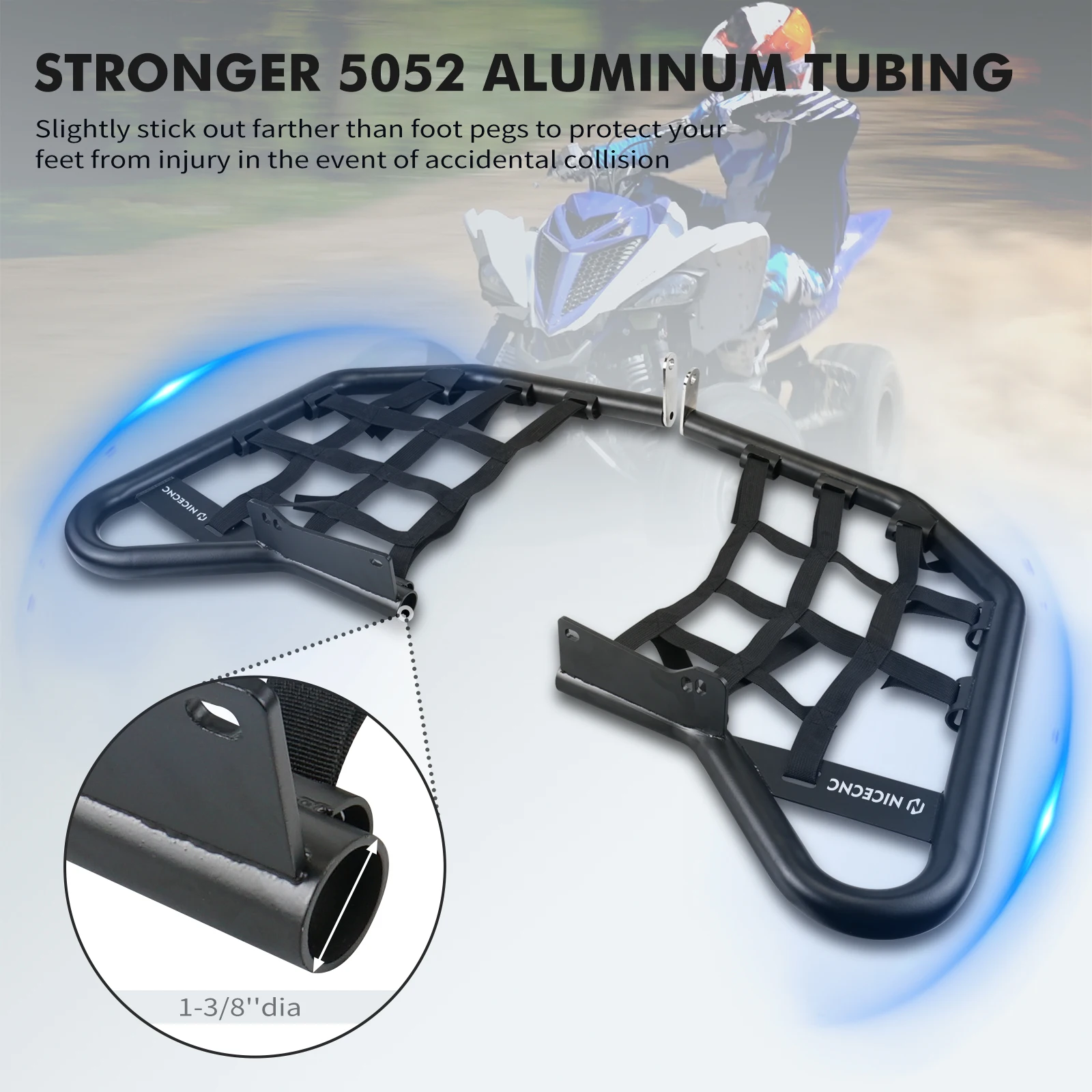 Per Yamaha Raptor 700 700Ratv Nerf Bar 2006-2023 2017 Pedane In Alluminio Con Rete Protettiva Quad Atv Parts