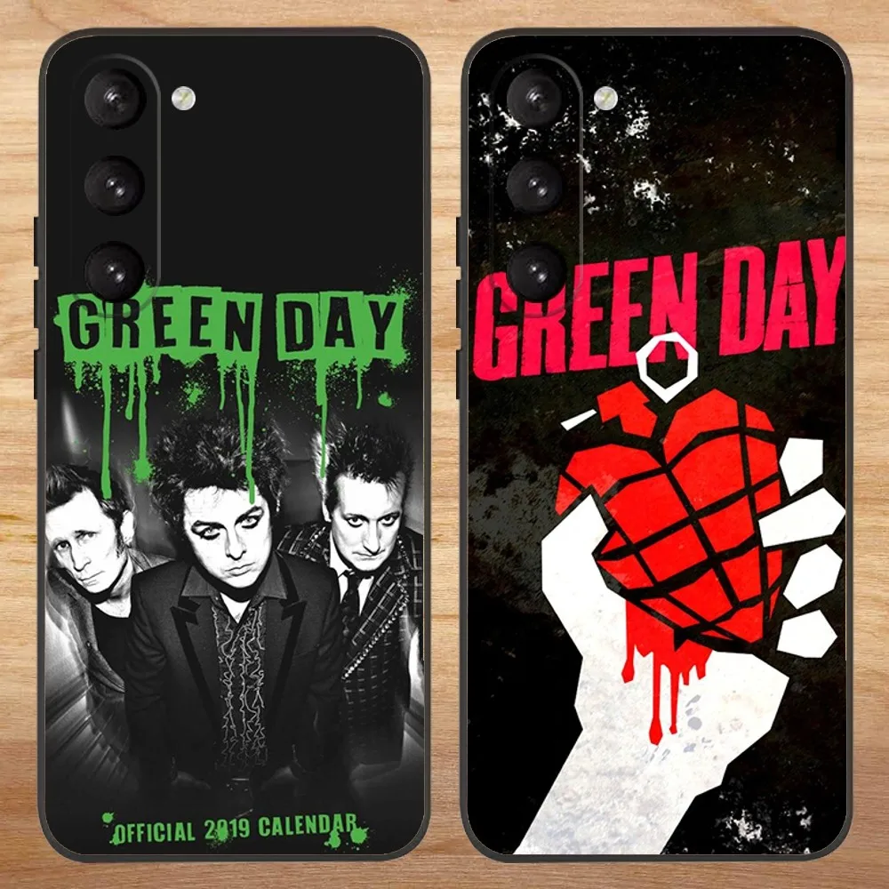 Custodia Per Telefono Green Day Band Per Samsung S23,23,22,30,21,10,9,Note20 Ultra,Lite,Ultra,5G,Plus,Fe, Custodia Morbida Nera
