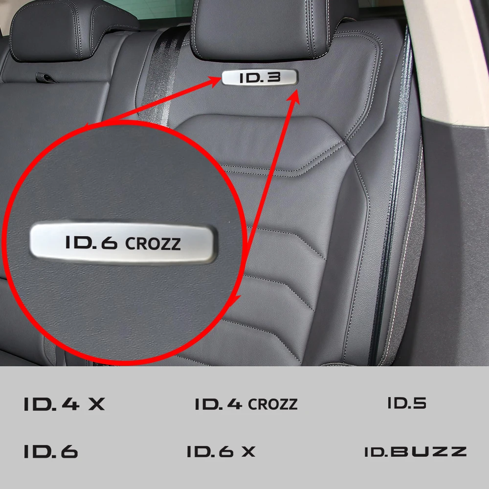 Adesivi Per Sedili Con Emblema In Metallo Per Auto Distintivo Per Tappetino Anti-Calcio Automatico Per Volkswagen Id.3 Id.4 Crozz Id.4X Id.5 Id.6 Id. 