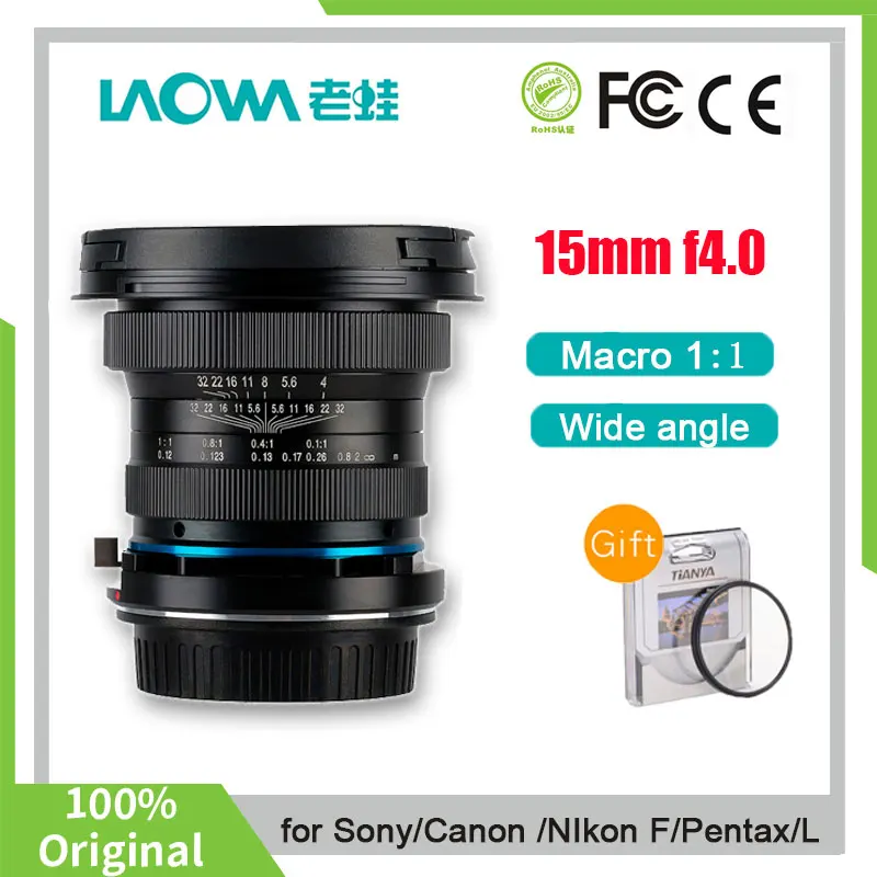 Venus Optics Laowa 15Mm F4 Macro 1:1 Obiettivo Grandangolare Per Sony A/Fe Canon Ef Nikon F Slr Camera Per Pentax K Panasonic L Telecamere