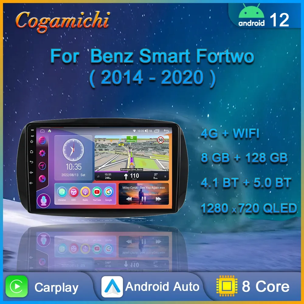 Per Mercedes Smart 453 Fortwo 2014 - 2020 Android Autoradio Lettore Multimediale Navigazione Gps Carplay Touch Screen Auto Stereo