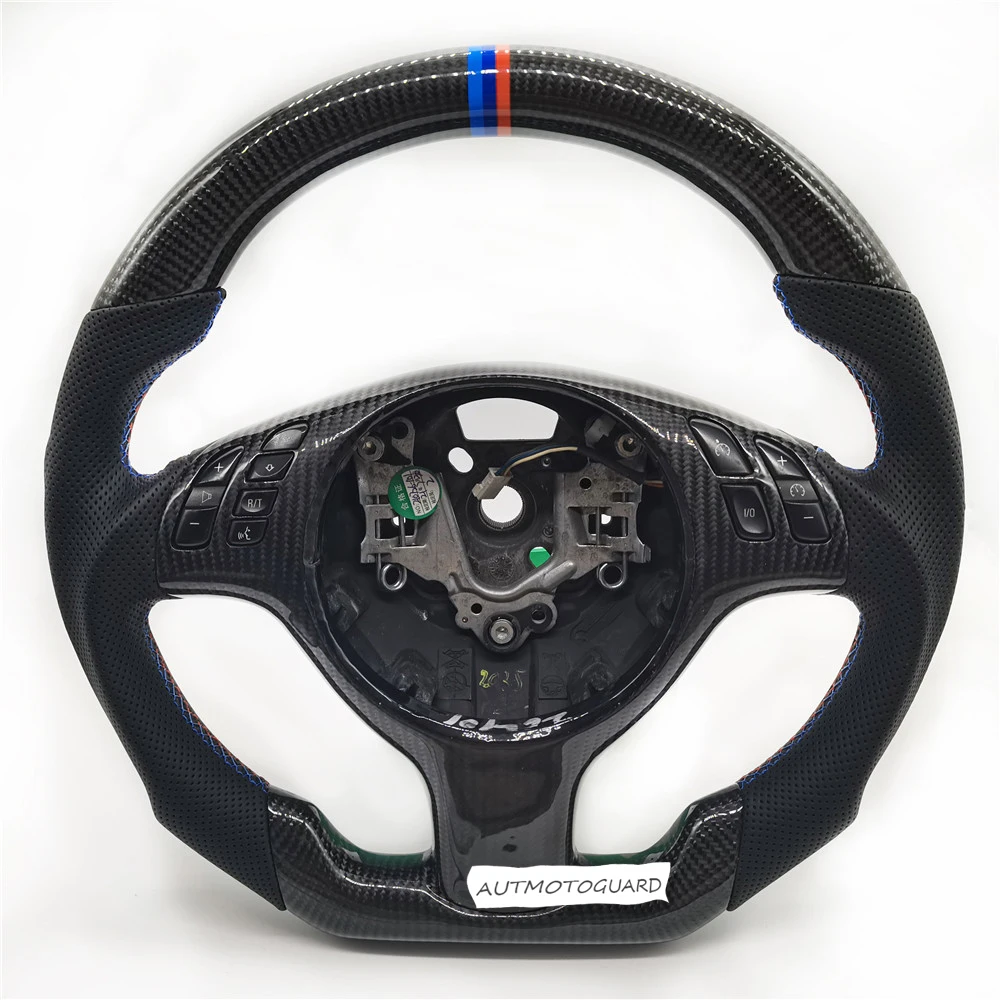 Gruppo Volante In Pelle Perforata In Fibra Di Carbonio Per Bmw Vecchia Serie 3 M E46 1998-2005 Sostituzione Senza Airbag