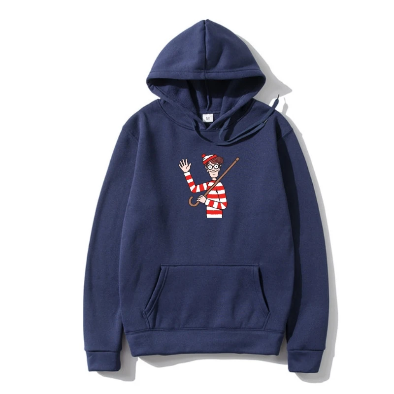 Dove Sta Wally Waldo The Fantastic Journe Capispalla Uomo Fun Hoodys Parody Anni '90 Comic Stripes Wanted Hoody Warm-6072D