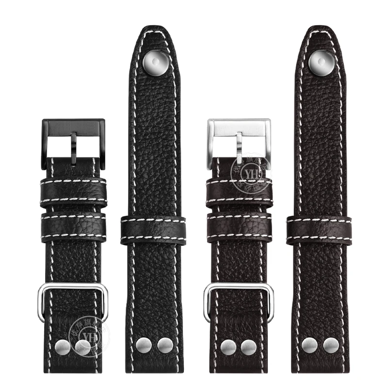 Per Hamilton Khaki Field Watch H60455593 H60455533 22Mm Cinturino In Vera Pelle Accessori Per Cinturini Da Uomo Fibbia A Bottone