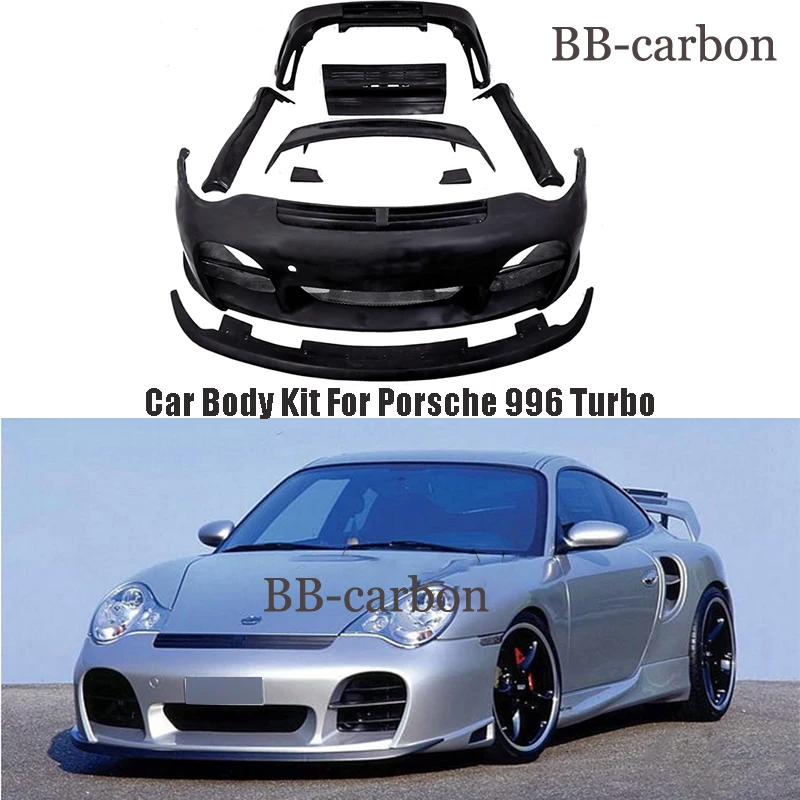 Per Porsche 996 T Style Car Body Kit Anteriore Paraurti Posteriore Splitter Diffusore Minigonne Laterali Spoiler 99-04