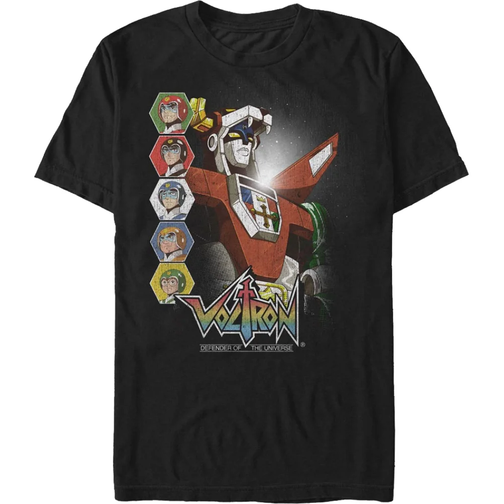 T-Shirt Voltron Retrò Piloti E Robot