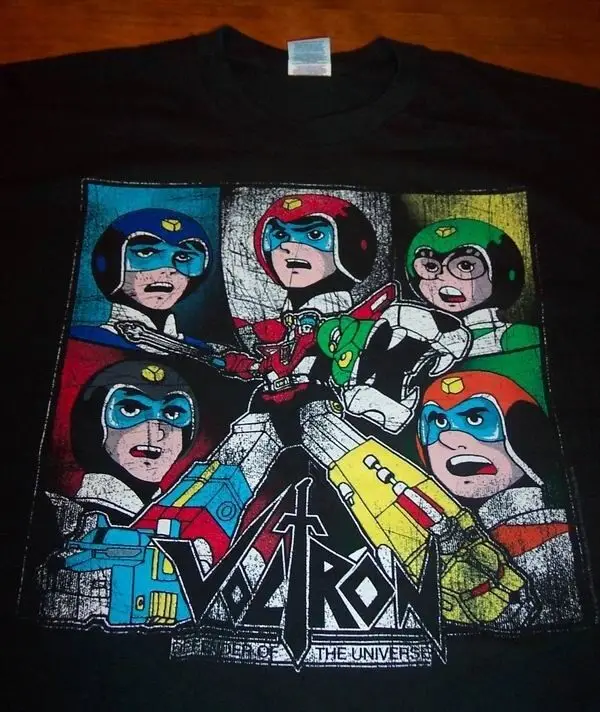 T-Shirt Squadra Voltron Stile Vintage 1980'S Mens Medium Black New