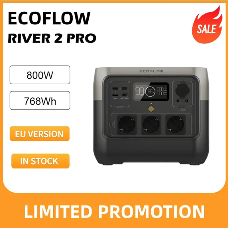 Versione Ue Ecoflow River 2 Pro 768Wh 800W Outdoor Mobile 220V Carica Rapida Batteria Al Litio Ferro Fosfato Alimentatore Ad Alta Potenza