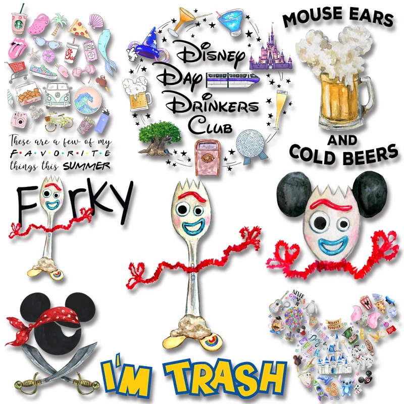 Toy Story Forky Drinker Club Personaggi Iron On Transfers Adesivi A Trasferimento Termico Patch Per Vestiti