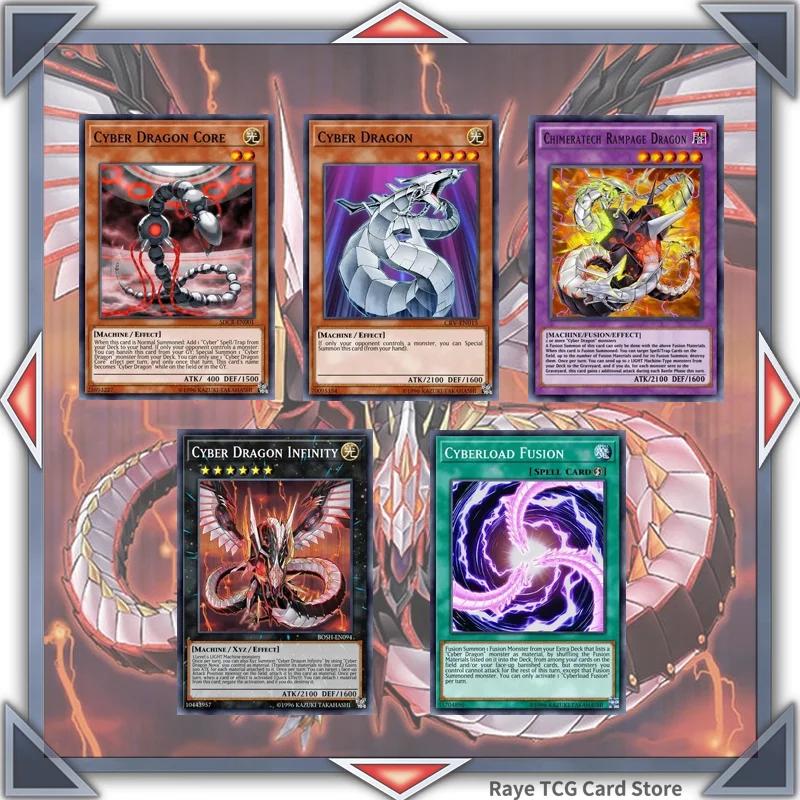 55 Pz Cyber Dragon Yugioh Gioco Di Carte Deck Facile Da Giocare Non Originale Master Cyber Dragon Infinity Marufuji Ryo Caesar Diy Deck Md