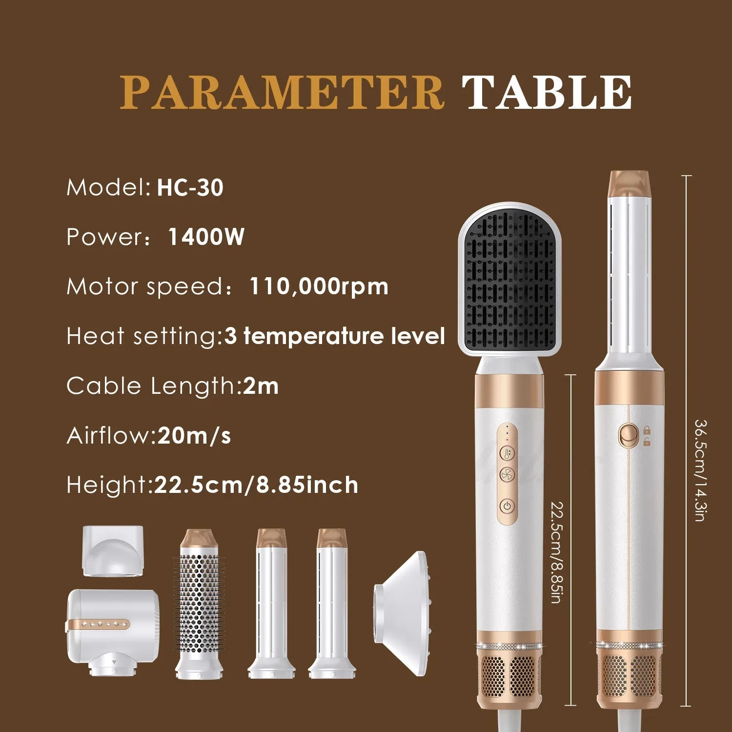 7 In 1 Styler Ad Aria Calda Set 1400W Asciugacapelli Elettrico Spazzola A Pettine Caldo Ferro Arricciacapelli Strumenti Per Lo Styling Dei Capelli Air