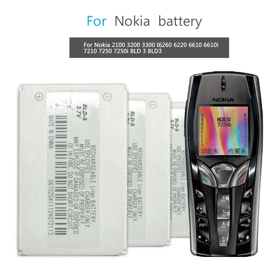 Nuova Batteria Bld-3 Per Nokia 7210 3300 2100 6220 6200 6610 7250 I6260 6610I 7250I Batteria Bld3 Bld 3