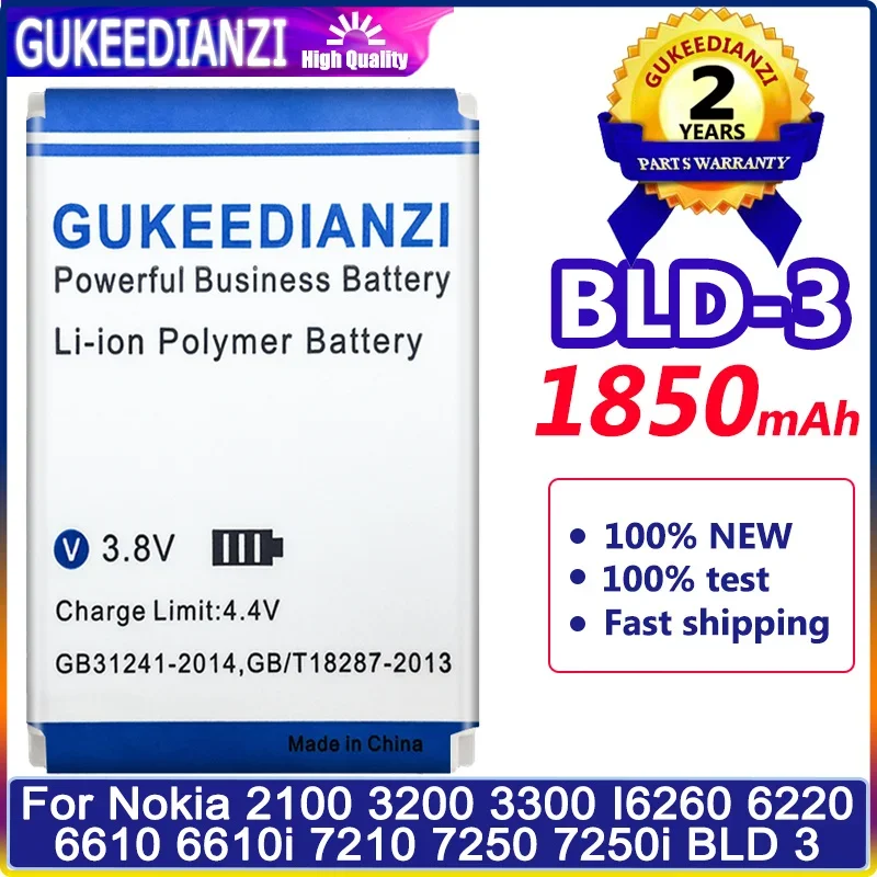 Gukeedianzi Batteria 1850Mah Bld-3 Per Nokia 2100 3200 3300 I6260 6220 6610 6610I 7210 7250 7250I Bld 3 Bld3 Nokia2100