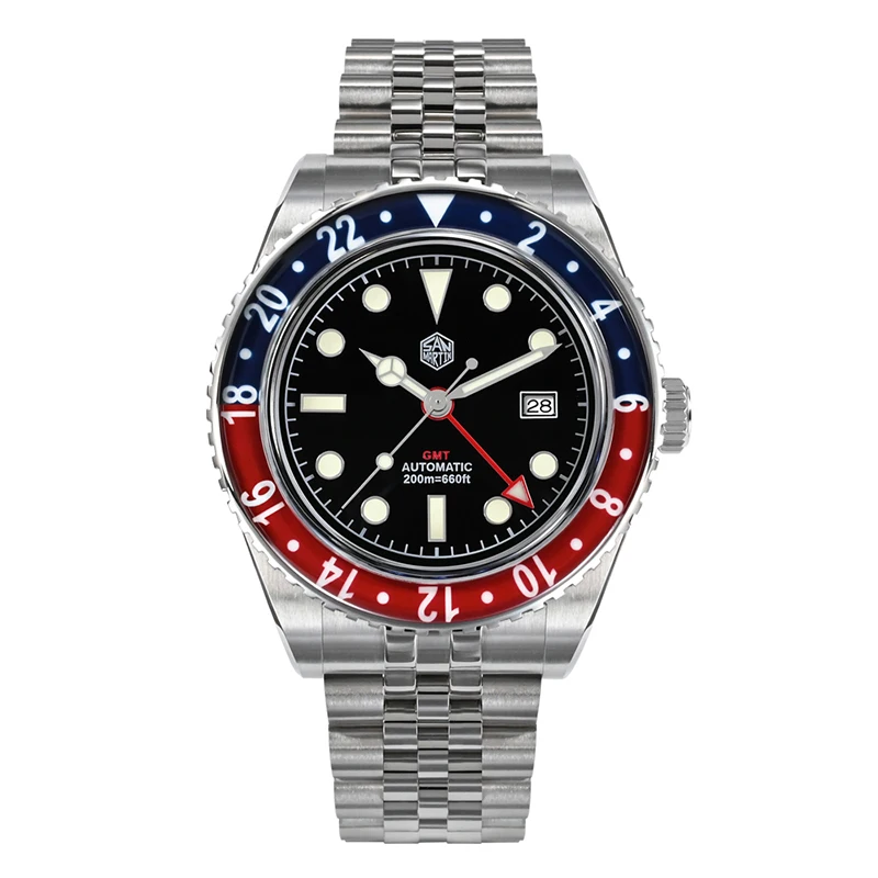 San Martin Men Gmt Watch 40Mm Orologio Da Polso Meccanico Automatico Di Lusso Pilot 100M Impermeabile Bgw-9 Zaffiro Luminoso Hangzhou 6460