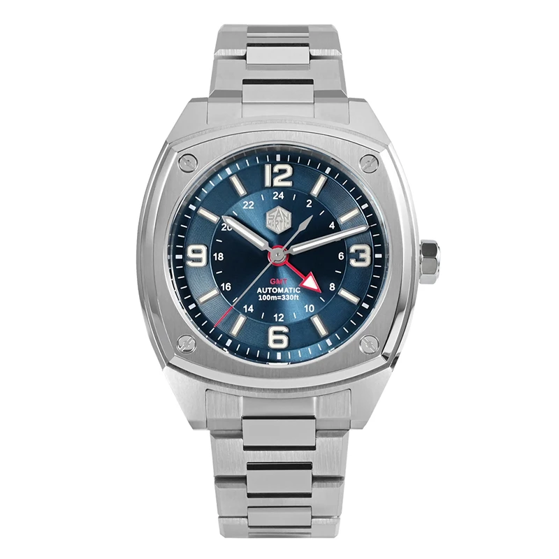 Orologio Automatico Da Uomo San Martin Orologio Da Polso Meccanico Gmt Di Lusso Zaffiro Quadrato 100M Impermeabile Bgw-9 Luminoso Hangzhou 6460