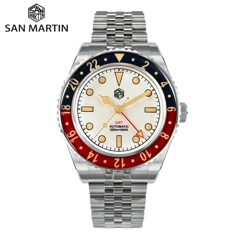 Orologio San Martin Retro 40Mm Gmt Orologi Meccanici Per Uomo Orologio Da Polso Impermeabile Di Lusso Relogio Masculino 20Bar Sn0005-2