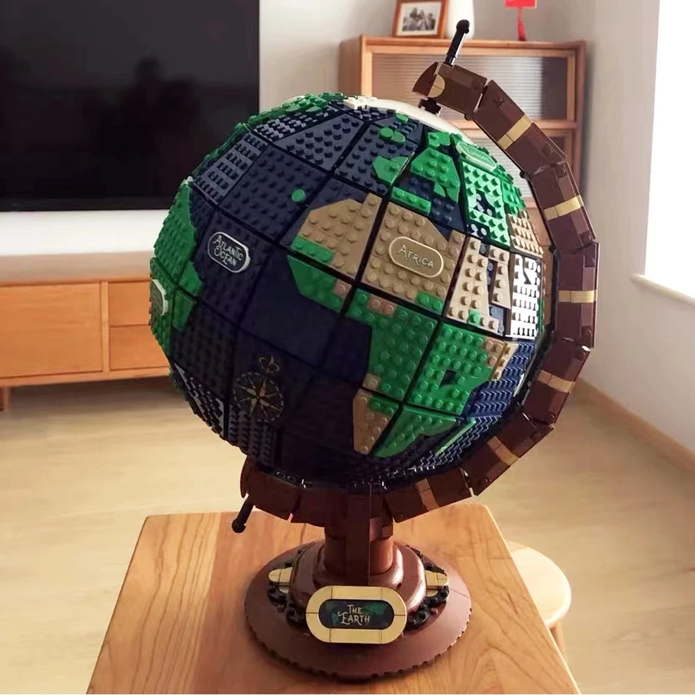 Moc Bricks 1587Pcs Earth Globe Modular Building Blocks Assembly Bricks Bambini Modello Educativo Mattoni 21332