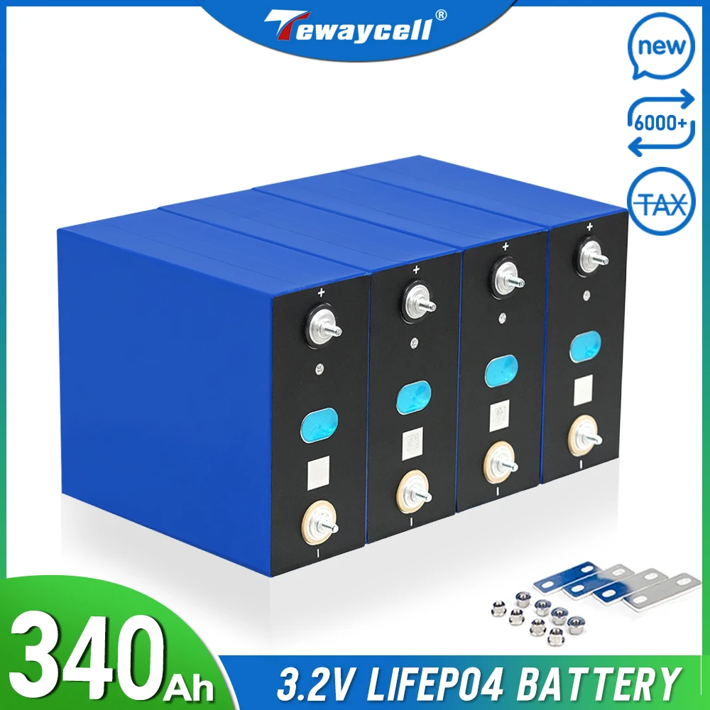 Tewaycell 3.2V 340Ah Lifepo4 Batteria Grado A Celle 12V 24V 48V Batteria Ricaricabile Per Solare Eu Us Tax Free Con Sbarre