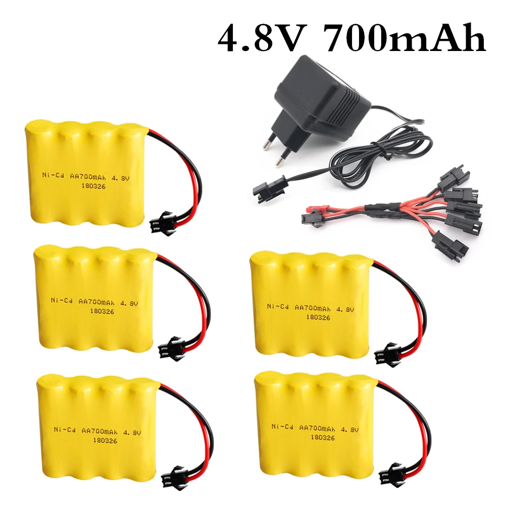 Batteria Ricaricabile 4Xaa Batteria Per Auto Giocattolo Telecomandata 4.8V 700Mah Batteria Ni-Cd Sm-2P Con Caricabatterie 4.8V 4.8V Ni-Cd