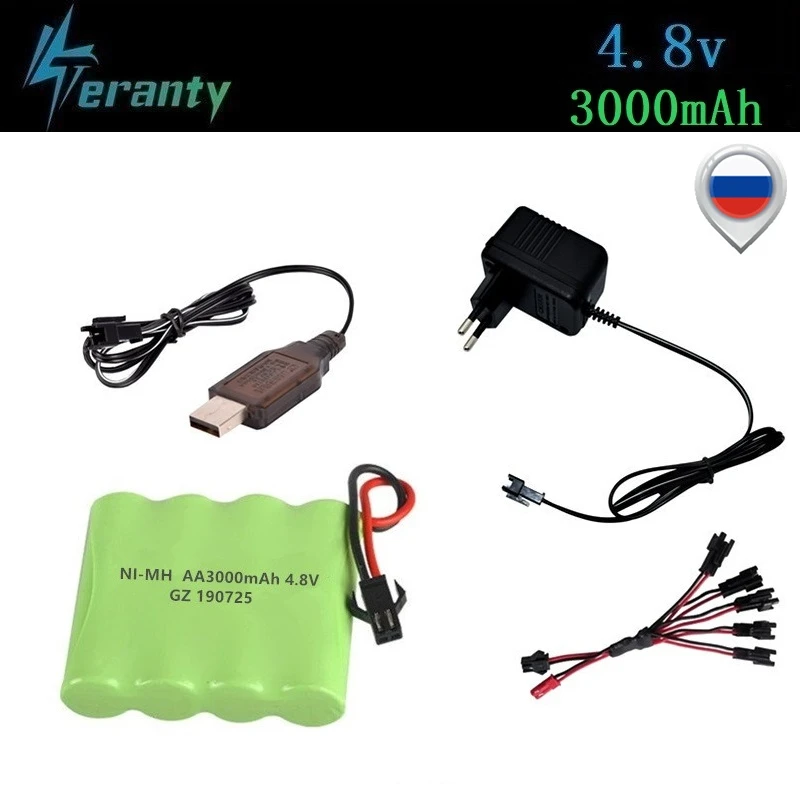 (Spina Sm) 4.8V 3000Mah Nimh Caricabatterie Per Giocattoli Rc Auto Serbatoi Robot Barche Pistole Ni-Mh Aa 4.8V Batteria Ricaricabile