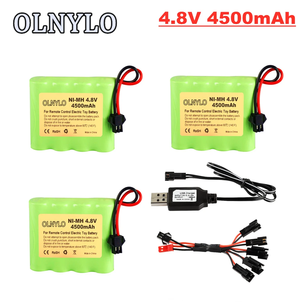 Batteria Nimh 4.8V 4500Mah Per Giocattoli Rc Auto Serbatoi Robot Barche Pistole Aa 4.8V Batteria Ricaricabile Ni-Mh 4 * Aa Battery Pack