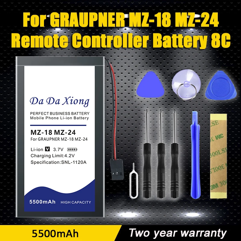 2023 Nuovo Per Graupner Mz-18 Mz-24 Batteria Del Telecomando 8C 3.7V 5500Mah Lipo Pannello Di Controllo Remoto Batterie + Kit Di Strumenti