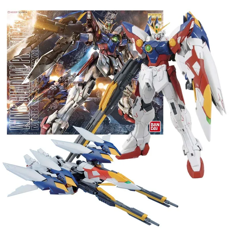Bandai Figure Gundam Model Kit Anime Figures Mg 1/100 Xxxg-00W0 Wing Zero Ew Mobile Suit Gunpla Action Figure Toys For Boys