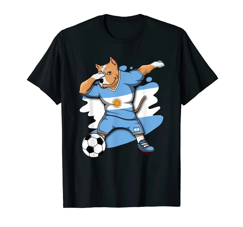 Divertente Dabbing Cane Unicorno Argentina Calcio 100% Cotone Bandiera T Shirt Tifosi Jersey Uomini Donne T-Shirt Tees Per Messi Fan Regalo